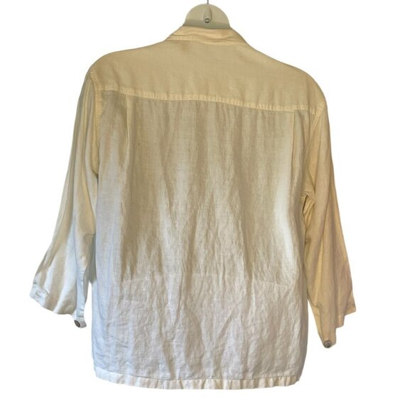 ISDA and Co Linen Shirt Women's Button Down Ivory Color Mother of Pearl Buttons - Picture 3 of 8